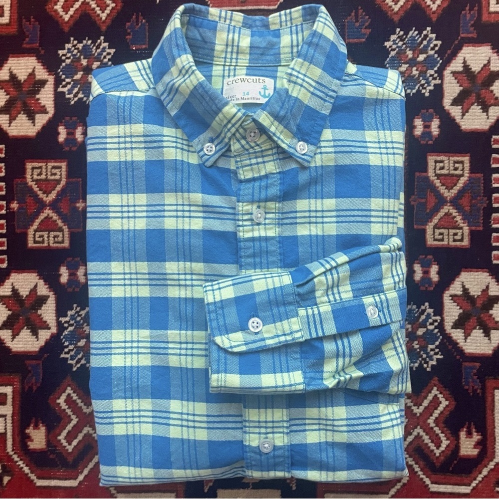 Crewcuts Blue & Yellow/Green Soft Cotton Twill Excellent Condition Boys 14